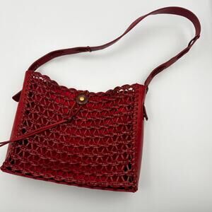 Red burgundy The Sak woven leather bag